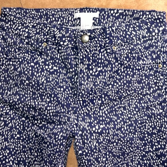 H&M Women 4 Blue White Spotted Skinny Stretch‎ Ankle Legging Pants (U) - Picture 2 of 6